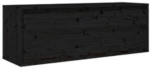Wall Cabinet Black 100x30x35 cm Solid Wood Pine