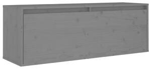 Wall Cabinet Grey 100x30x35 cm Solid Wood Pine