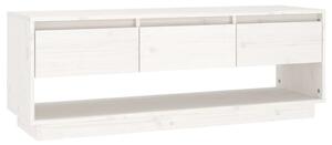 TV Cabinet White 110.5x34x40 cm Solid Wood Pine