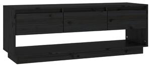 TV Cabinet Black 110.5x34x40 cm Solid Wood Pine