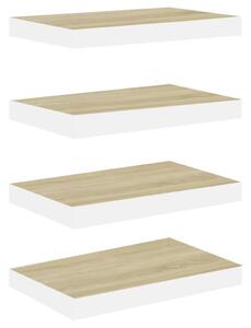 Floating Wall Shelves 4 pcs Oak and White 50x23x3.8 cm MDF