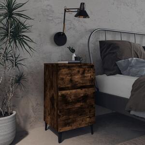 Bed Cabinet with Metal Legs Smoked Oak 40x35x69 cm