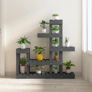 Plant Stand Grey 92x25x97 cm Solid Wood Pine