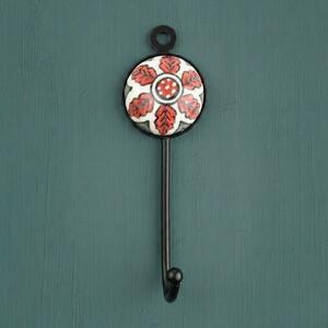 Coat Hooks - Red Flower Ceramic Hooks