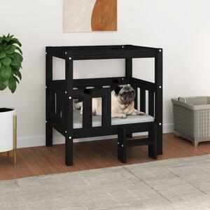 Dog Bed Black 65.5x43x70 cm Solid Wood Pine