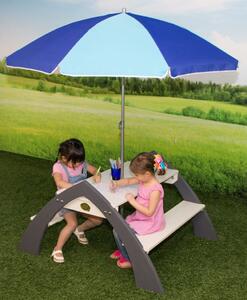 AXI Children Picnic Table Kylo with Parasol XL White and Grey
