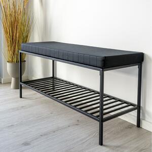 House Nordic Bench Avery with Shelf and Cushion Black