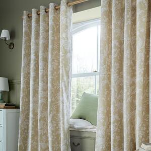 Laura Ashley Lloyd Ready Made Eyelet Curtains Caramel