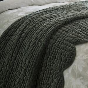 Laura Ashley Brady Scalloped 180cm x 235cm Bedspread Set Pine Green