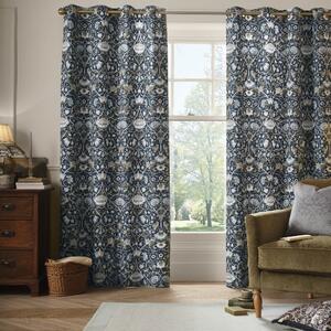 William Morris At Home Lodden Ready Made Eyelet Curtains Prussian Blue