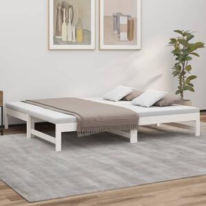Pull-out Day Bed White 2x(75x190) cm Solid Wood Pine