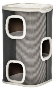 PawHut Cat Barrel Kitten Tree Tower Sisal Scratching Pet Furniture Climbing Frame Cozy Platform Soft Plush & Lamb Fleece Grey