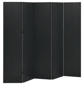 5-Panel Room Dividers 2 pcs Black 200x180 cm Steel