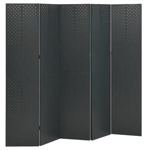 5-Panel Room Dividers 2 pcs Anthracite 200x180 cm Steel