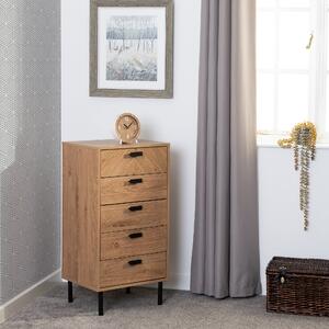 Barker 5 Drawer Narrow Chest, Oak Effect Oak