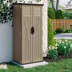 Decluttered Tall Reinforced Resin Garden Storage Cabinet in Sand