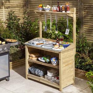 Decluttered Garden Wooden Barbecue Servery in Natural