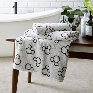Disney Mickey Mouse Monochrome Jacquard Towel Black and white