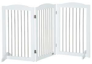 PawHut Foldable Dog Gate, Wooden Freestanding Pet Gate with 2 Support Feet, Dog Barrier for Doorways, Stairs, Halls - White Aosom UK