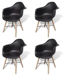 Dining Chairs 4 pcs Black Plastic and Beech Wood