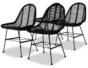 Dining Chairs 4 pcs Black Natural Rattan