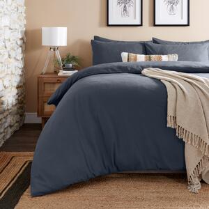 Simply Brushed Cotton Duvet Cover and Pillowcase Set Navy (Blue)