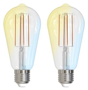 Prios LED bulb E27 ST64 7 W ZigBee Tuya clear, 2x