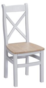 Suffolk Grey Painted Oak Crossback Chair With Wooden Seat