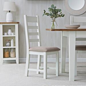 Chester White Painted Slat Back Dining Chair With Fabric Seat