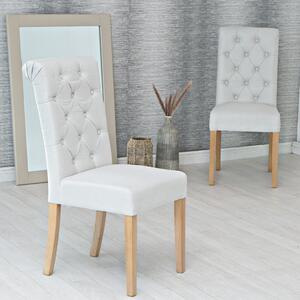 Torino Beige Scroll Button Back Dining Chair