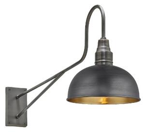 Long Arm Dome Wall Side Light 8" Pewter & Brass