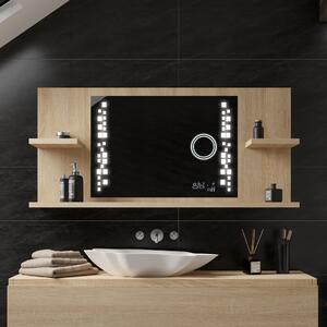 Bathroom LED illuminated mirror with shelves L38