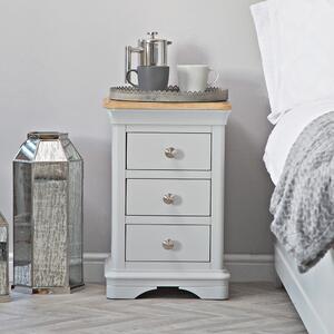 Ashbourne Grey Painted 3 Drawer Narrow Bedside Table