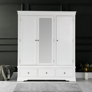Florence White Painted 3 Door Wardrobe with Mirror