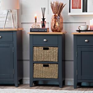 Gloucester Midnight Grey Painted 1 Drawer 2 Wicker Basket Cabinet