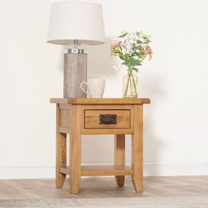 Rustic Oak 1 Drawer Large Lamp Table