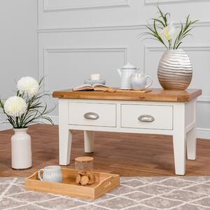 Hampshire Ivory Painted Oak Coffee Table With Drawers