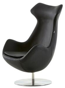 Real Leather Egg Style Chair Black