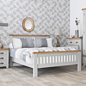 Hampshire Grey Painted Oak Double Bed Frame High Foot End