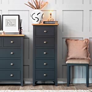 Gloucester Midnight Grey Painted 5 Drawer Tallboy