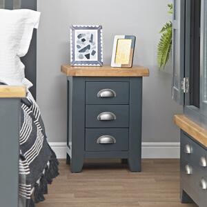 Hampshire Blue Painted Oak Small 3 Drawer Bedside Table