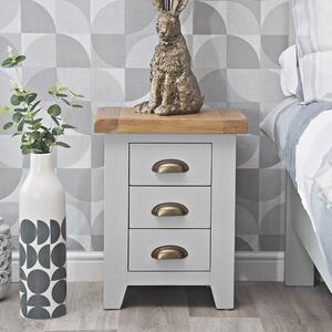 Hampshire Grey Painted Oak Small 3 Drawer Bedside Table