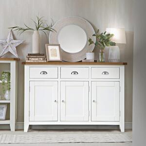 Chester White Painted Oak 3 Door Large Sideboard