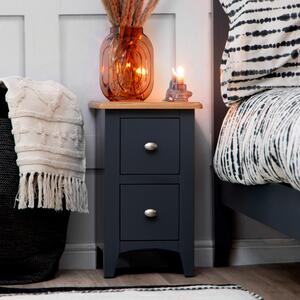 Gloucester Midnight Grey Painted Slim 2 Drawer Bedside Table