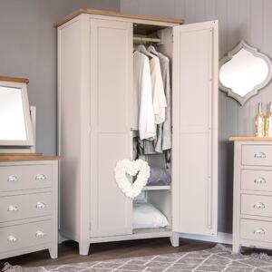 Chester Stone Painted Oak Double Wardrobe