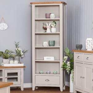 Chester Stone Painted Oak Tall Narrow Bookcase