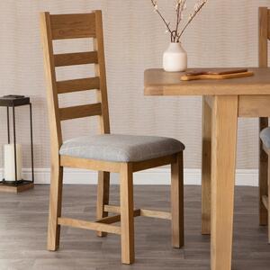 Wessex Smoked Oak Ladder Back Dining Chair With Grey Check Seat
