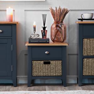 Gloucester Midnight Grey Painted 1 Drawer 1 Wicker Basket Cabinet