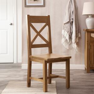 Winchester Oak Cross Back Chair With Wooden Seat