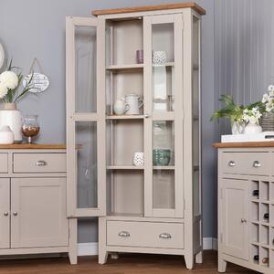 Chester Stone Painted Oak Glass Display Cabinet